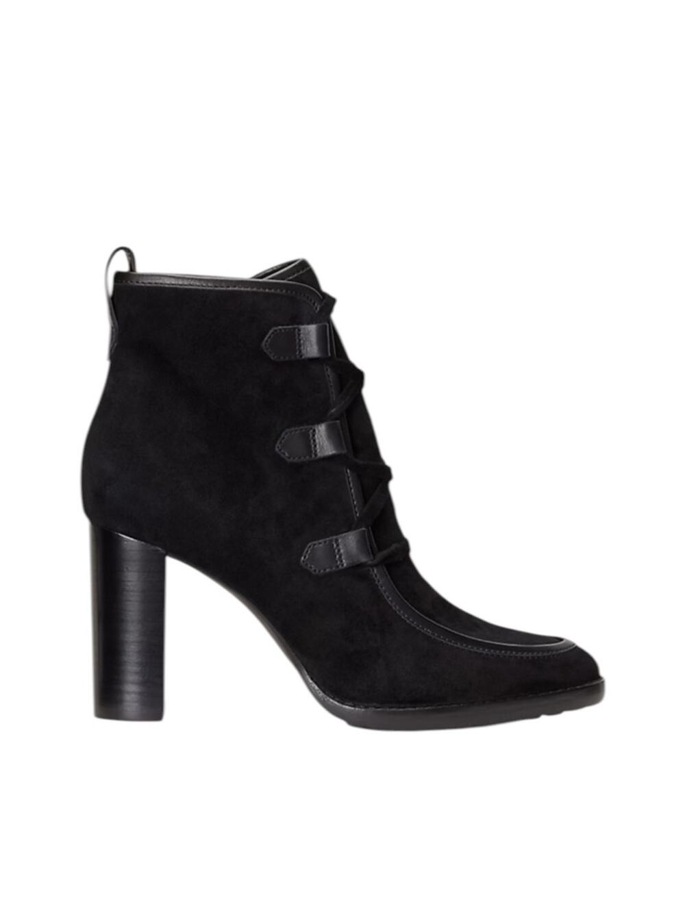 Lauren Ralph Lauren Mabel Leather-Trim Suede Black Bootie - Sz 10